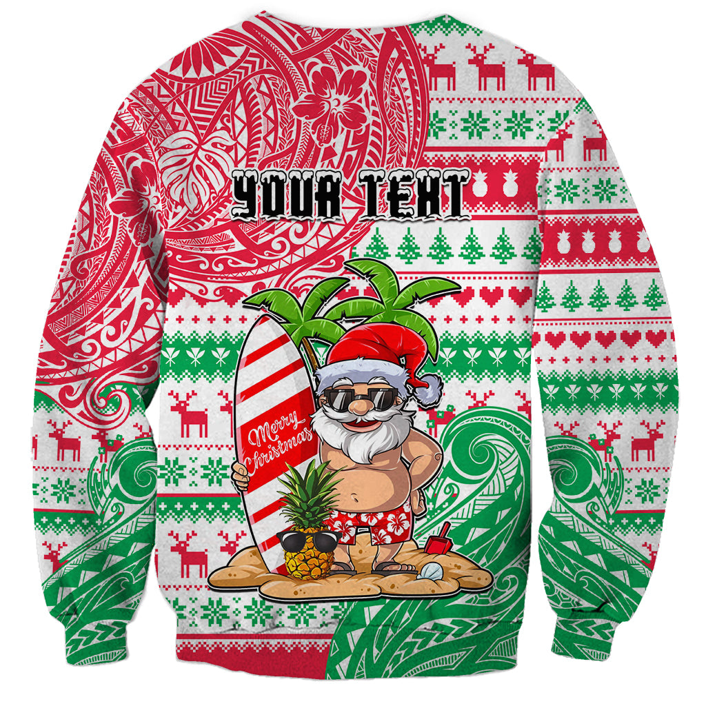 Personalized Hawaii Christmas Sweatshirt Santa Claus Surf Mele Kalikimaka LT05 - Polynesian Pride