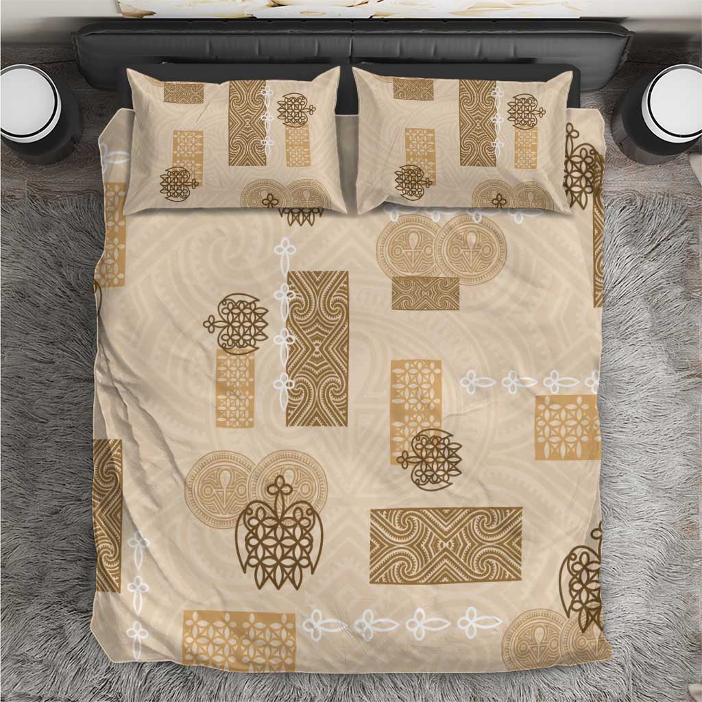 Vintage Lapita Bedding Set Iconic Double Face Pattern Beige