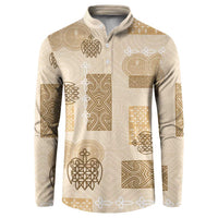Vintage Lapita Button Sweatshirt Iconic Double Face Pattern Beige