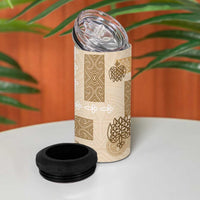 Vintage Lapita 4 in 1 Can Cooler Tumbler Iconic Double Face Pattern Beige