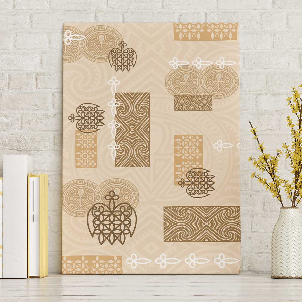 Vintage Lapita Canvas Wall Art Iconic Double Face Pattern Beige