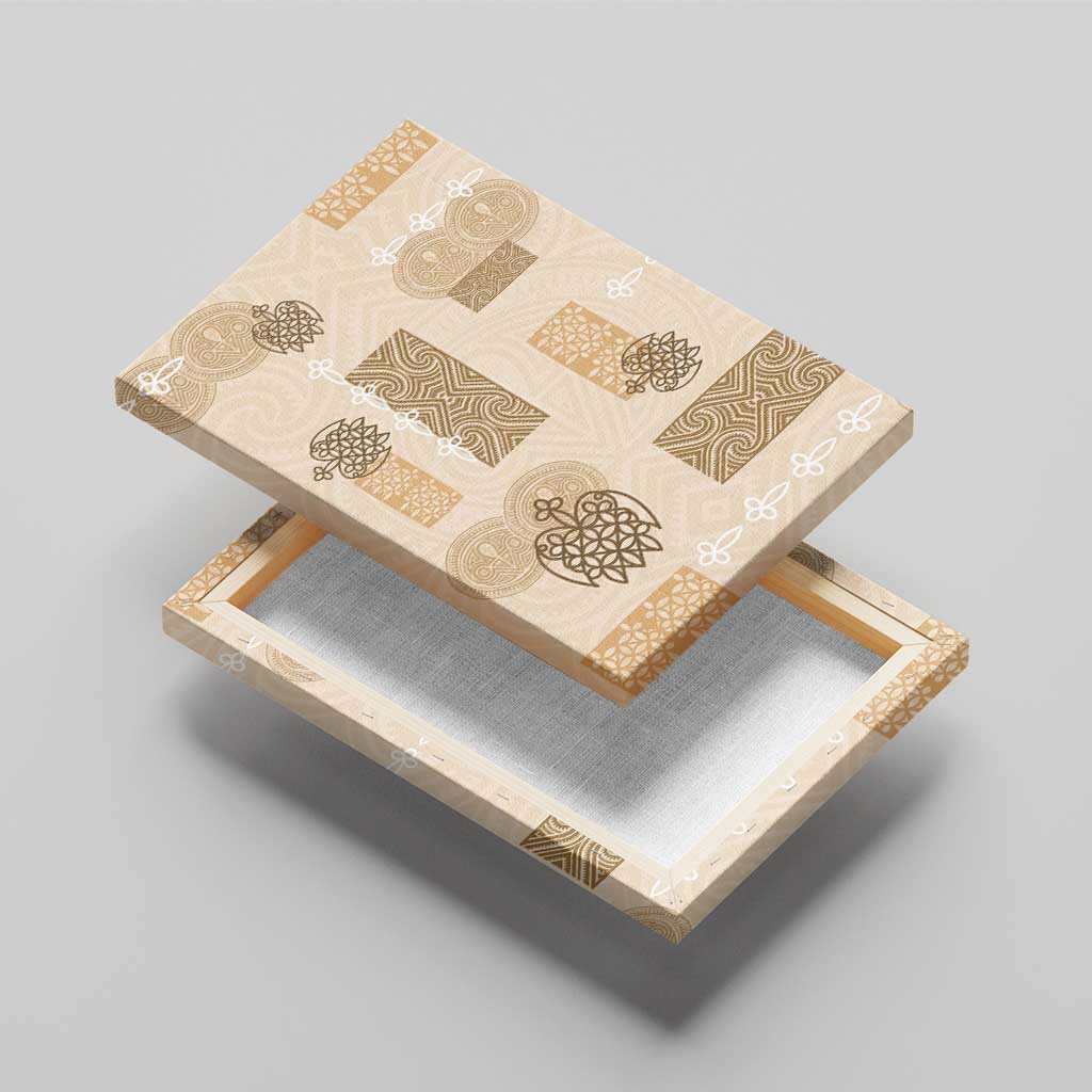 Vintage Lapita Canvas Wall Art Iconic Double Face Pattern Beige