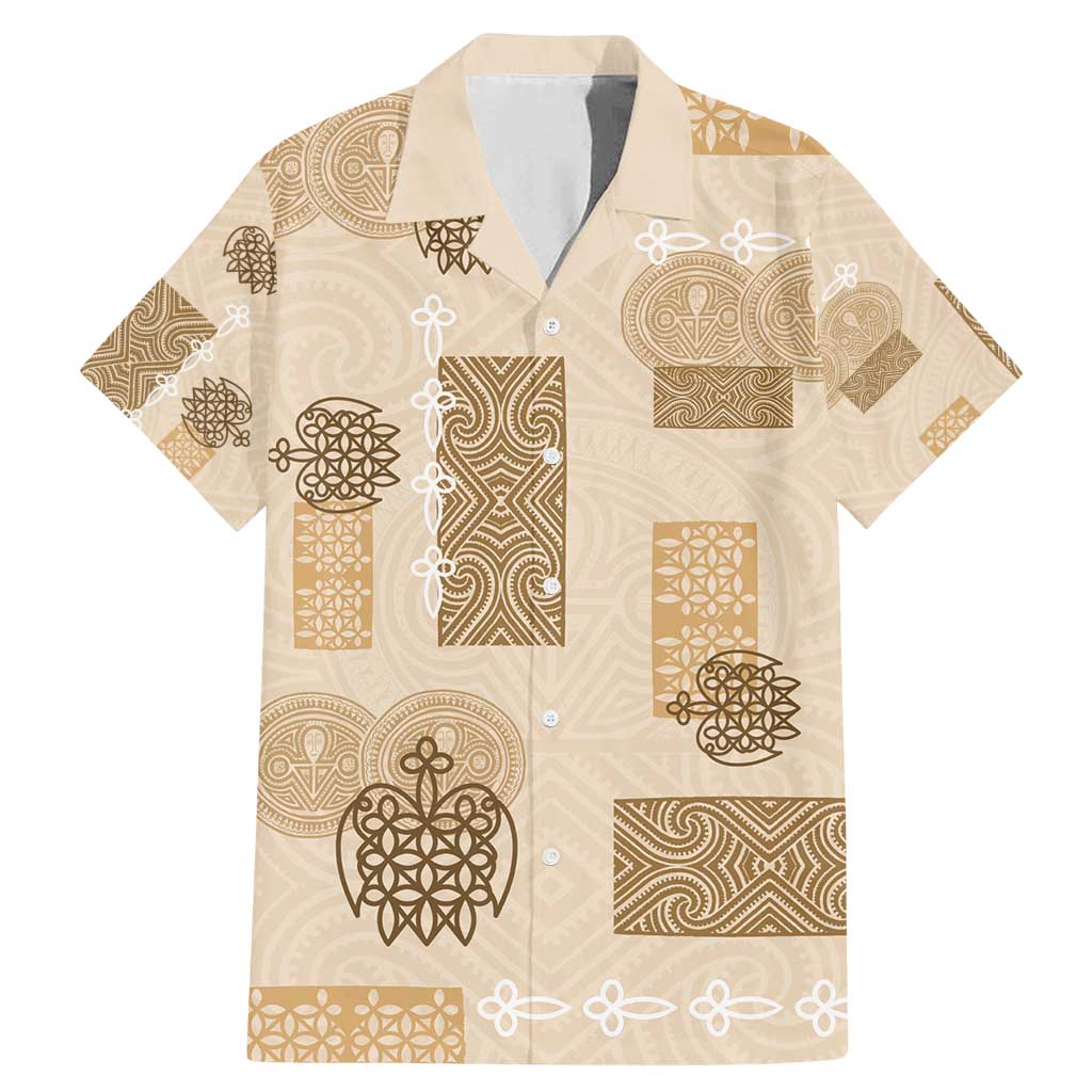 Vintage Lapita Family Matching Mermaid Dress and Hawaiian Shirt Iconic Double Face Pattern Beige