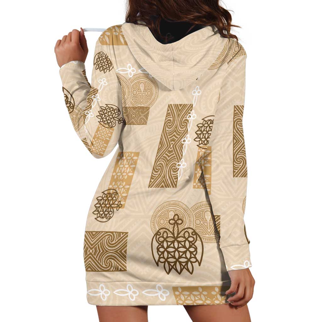 Vintage Lapita Hoodie Dress Iconic Double Face Pattern Beige