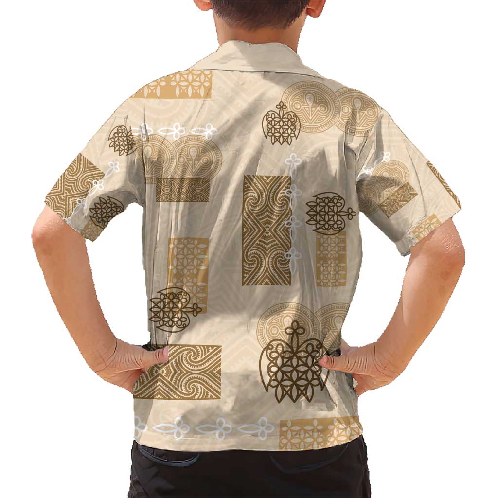 Vintage Lapita Kid Hawaiian Shirt Iconic Double Face Pattern Beige