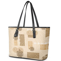Vintage Lapita Leather Tote Bag Iconic Double Face Pattern Beige