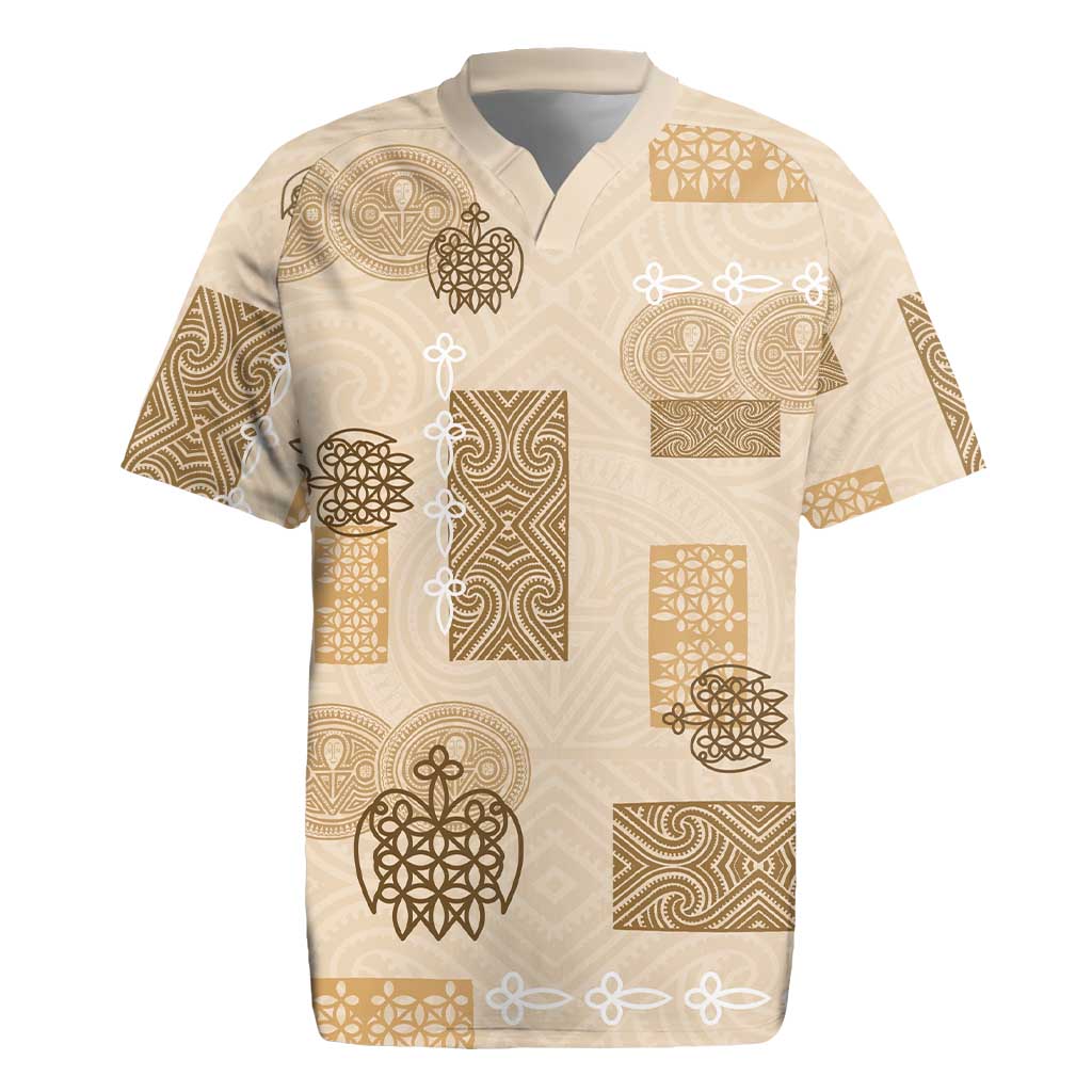 Vintage Lapita Rugby Jersey Iconic Double Face Pattern Beige