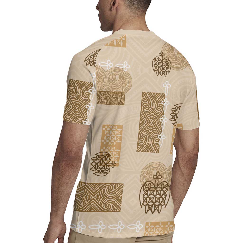 Vintage Lapita Rugby Jersey Iconic Double Face Pattern Beige