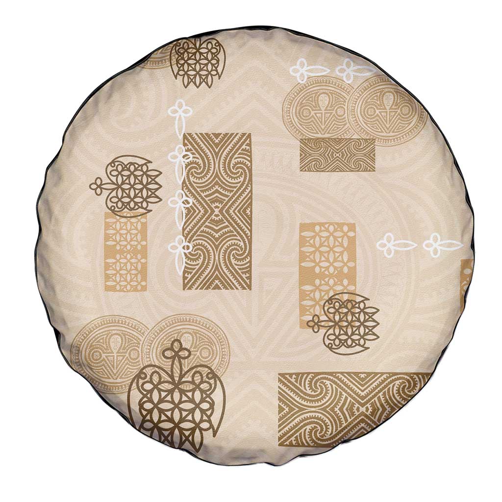 Vintage Lapita Spare Tire Cover Iconic Double Face Pattern Beige