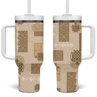 Vintage Lapita Tumbler With Handle Iconic Double Face Pattern Beige