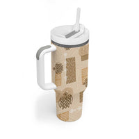 Vintage Lapita Tumbler With Handle Iconic Double Face Pattern Beige