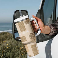 Vintage Lapita Tumbler With Handle Iconic Double Face Pattern Beige