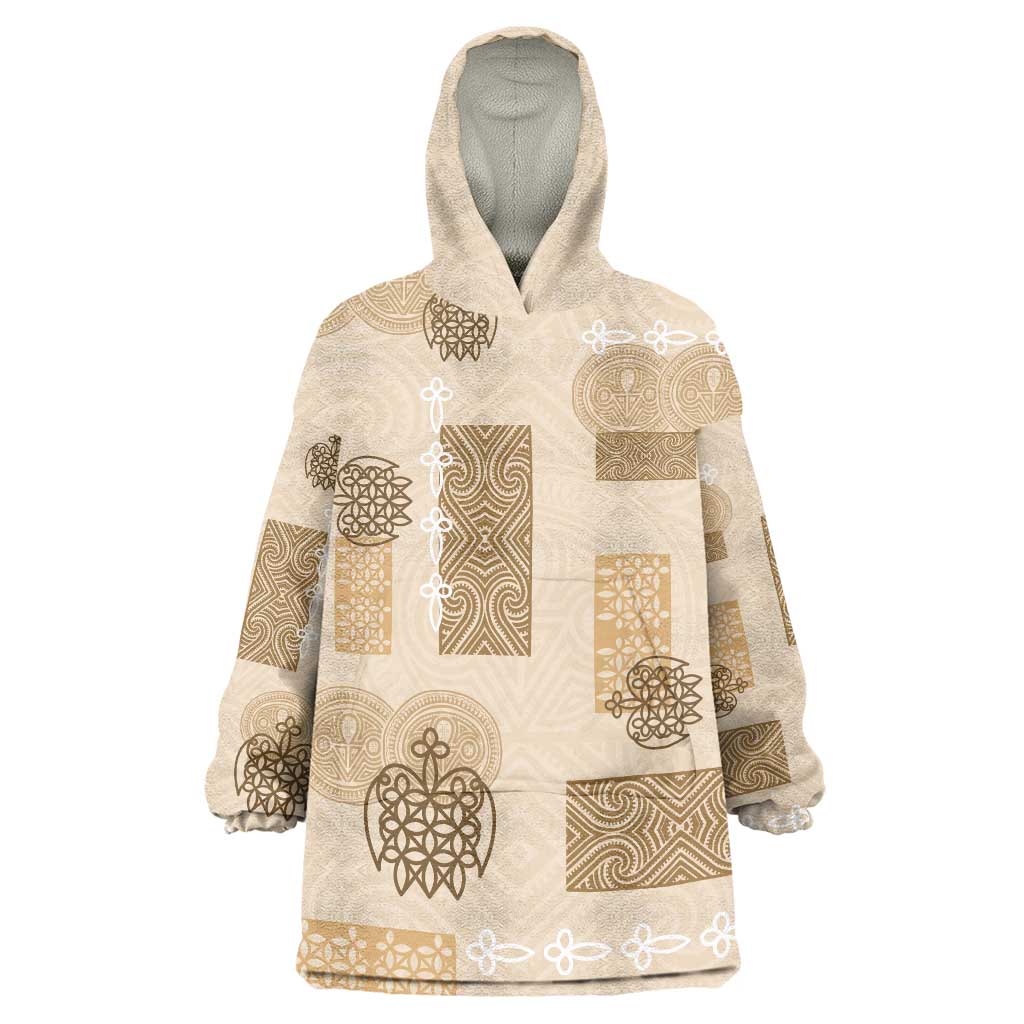 Vintage Lapita Wearable Blanket Hoodie Iconic Double Face Pattern Beige