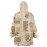 Vintage Lapita Wearable Blanket Hoodie Iconic Double Face Pattern Beige