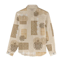 Vintage Lapita Women Casual Shirt Iconic Double Face Pattern Beige