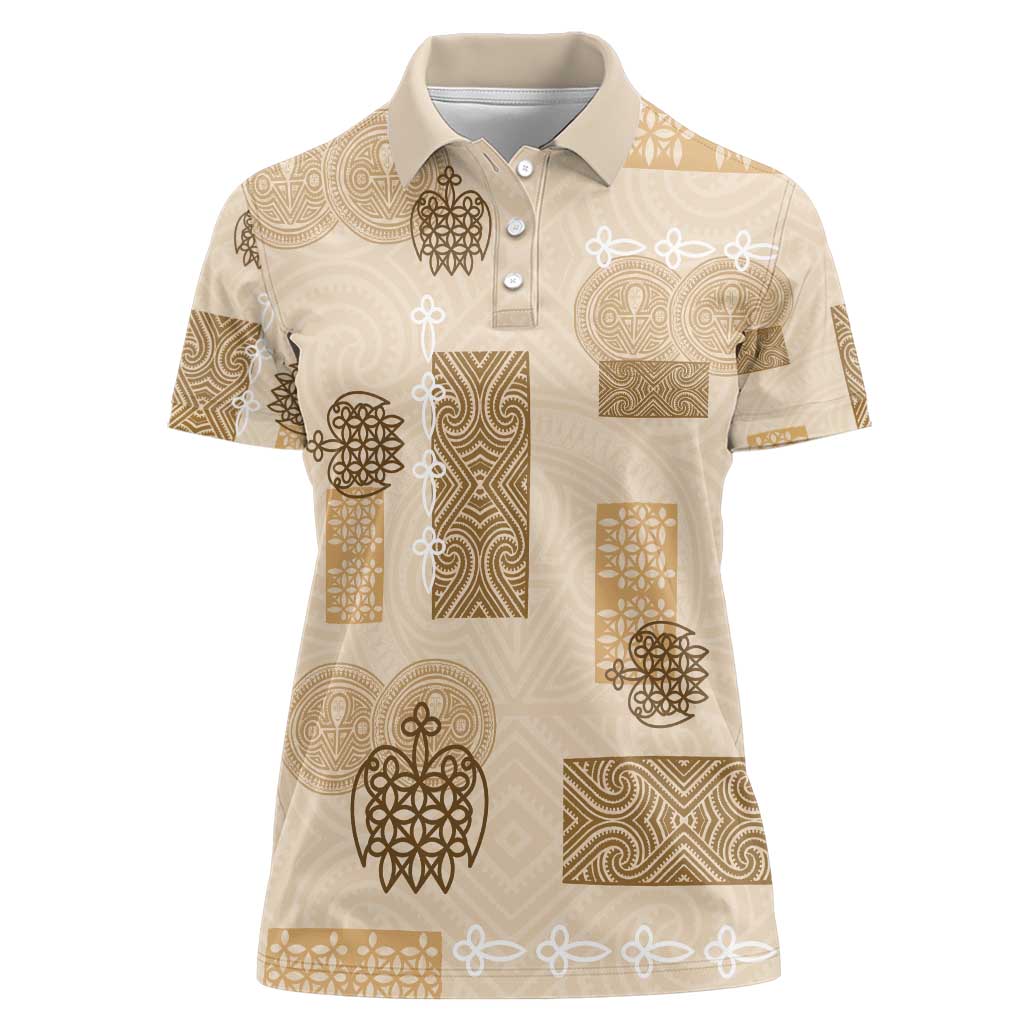 Vintage Lapita Women Polo Shirt Iconic Double Face Pattern Beige