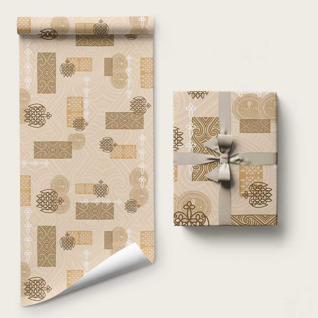 Vintage Lapita Wrapping Paper Iconic Double Face Pattern Beige - Polynesian Pride