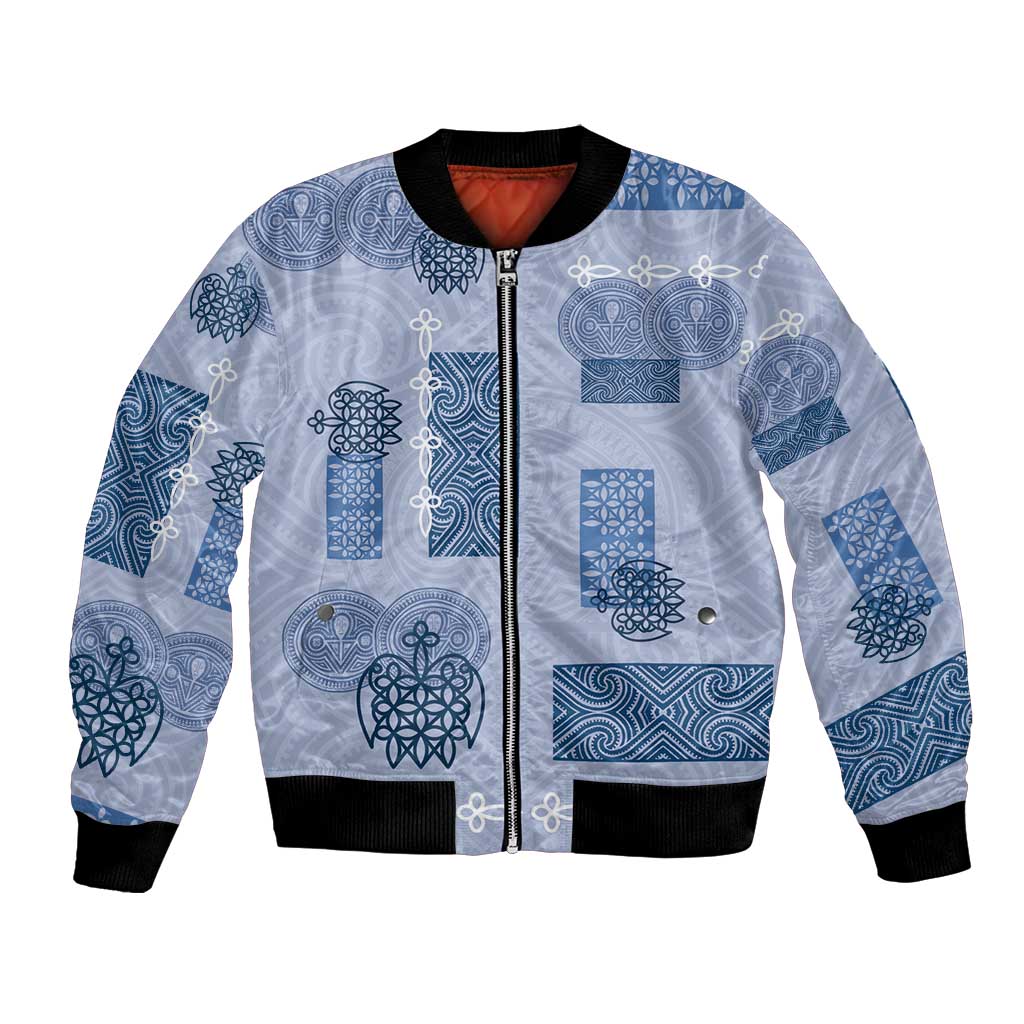 Vintage Lapita Bomber Jacket Iconic Double Face Pattern Blue