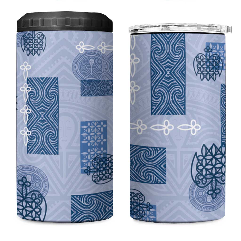 Vintage Lapita 4 in 1 Can Cooler Tumbler Iconic Double Face Pattern Blue