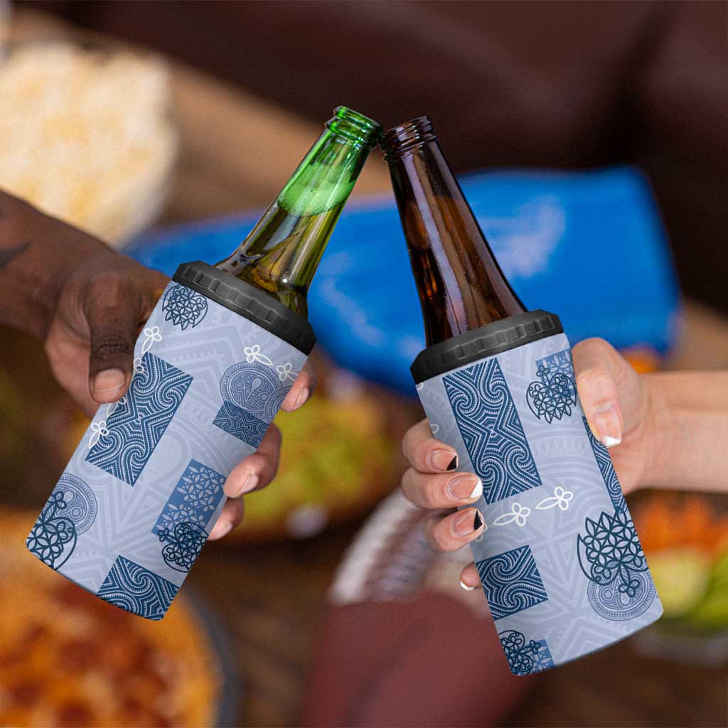 Vintage Lapita 4 in 1 Can Cooler Tumbler Iconic Double Face Pattern Blue