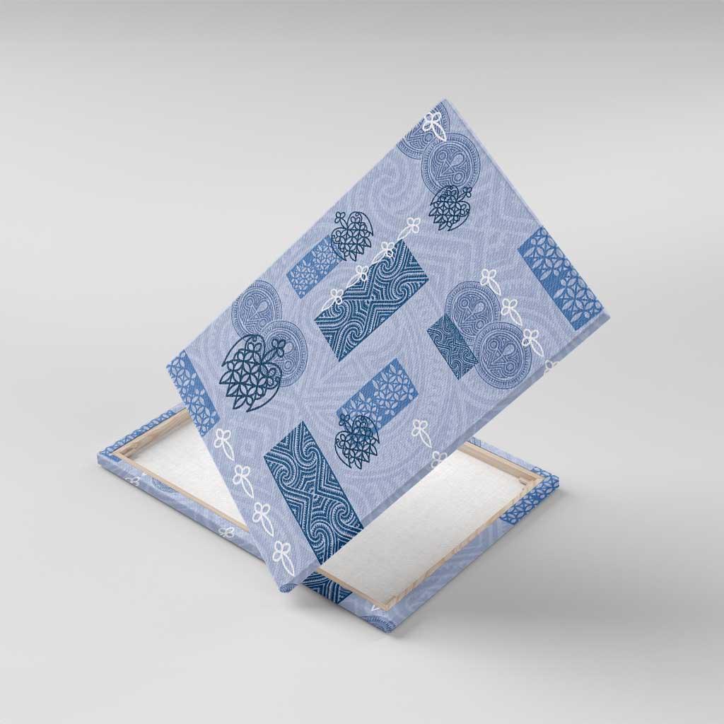 Vintage Lapita Canvas Wall Art Iconic Double Face Pattern Blue