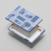 Vintage Lapita Canvas Wall Art Iconic Double Face Pattern Blue