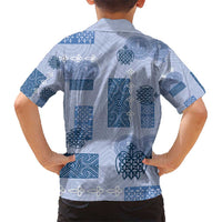 Vintage Lapita Kid Hawaiian Shirt Iconic Double Face Pattern Blue