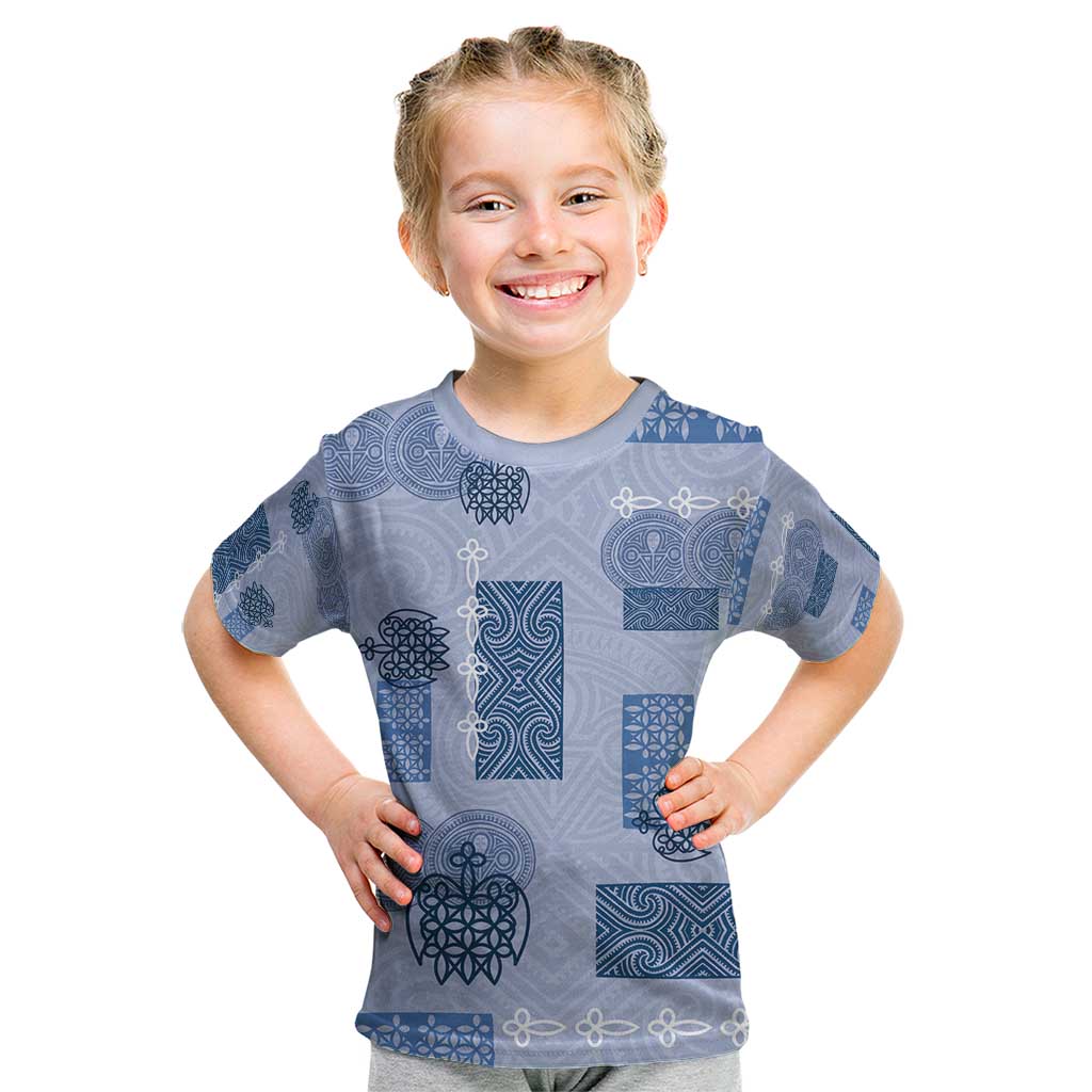 Vintage Lapita Kid T Shirt Iconic Double Face Pattern Blue