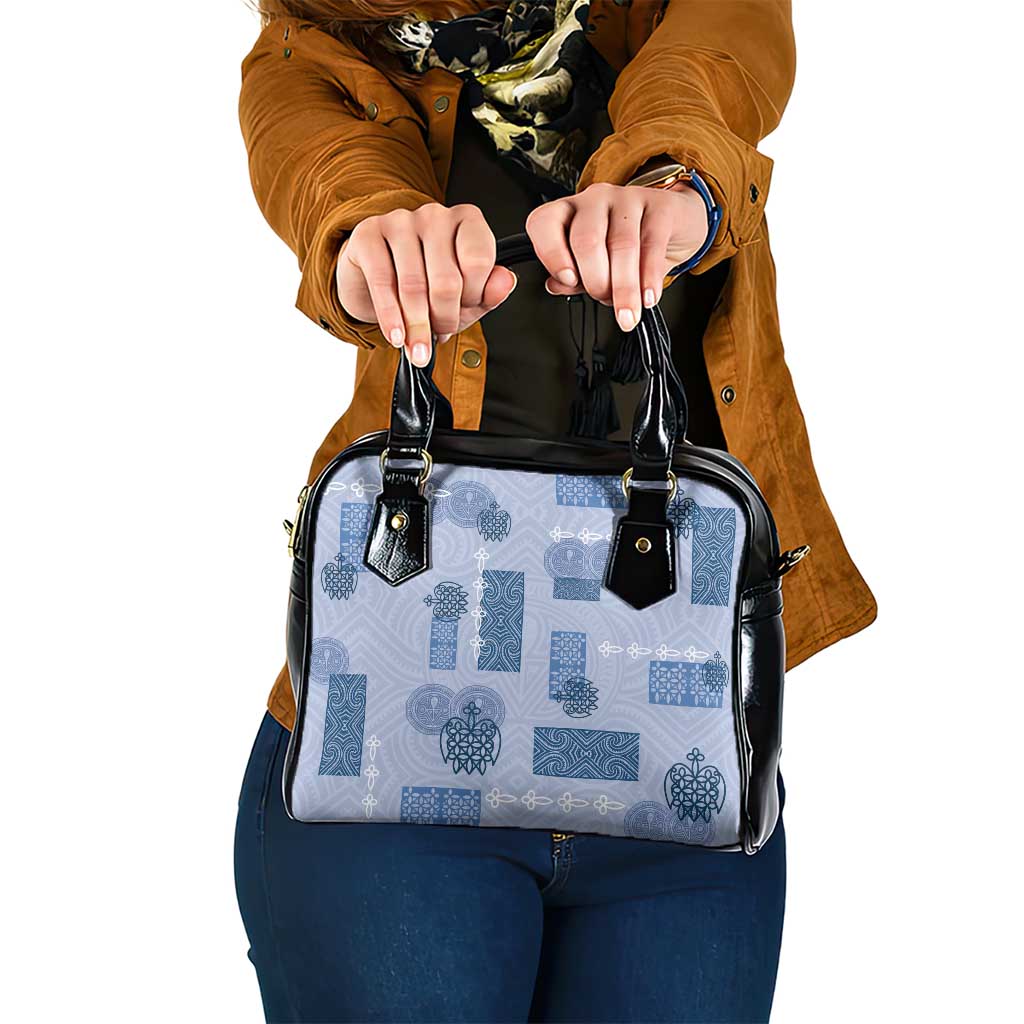 Vintage Lapita Shoulder Handbag Iconic Double Face Pattern Blue