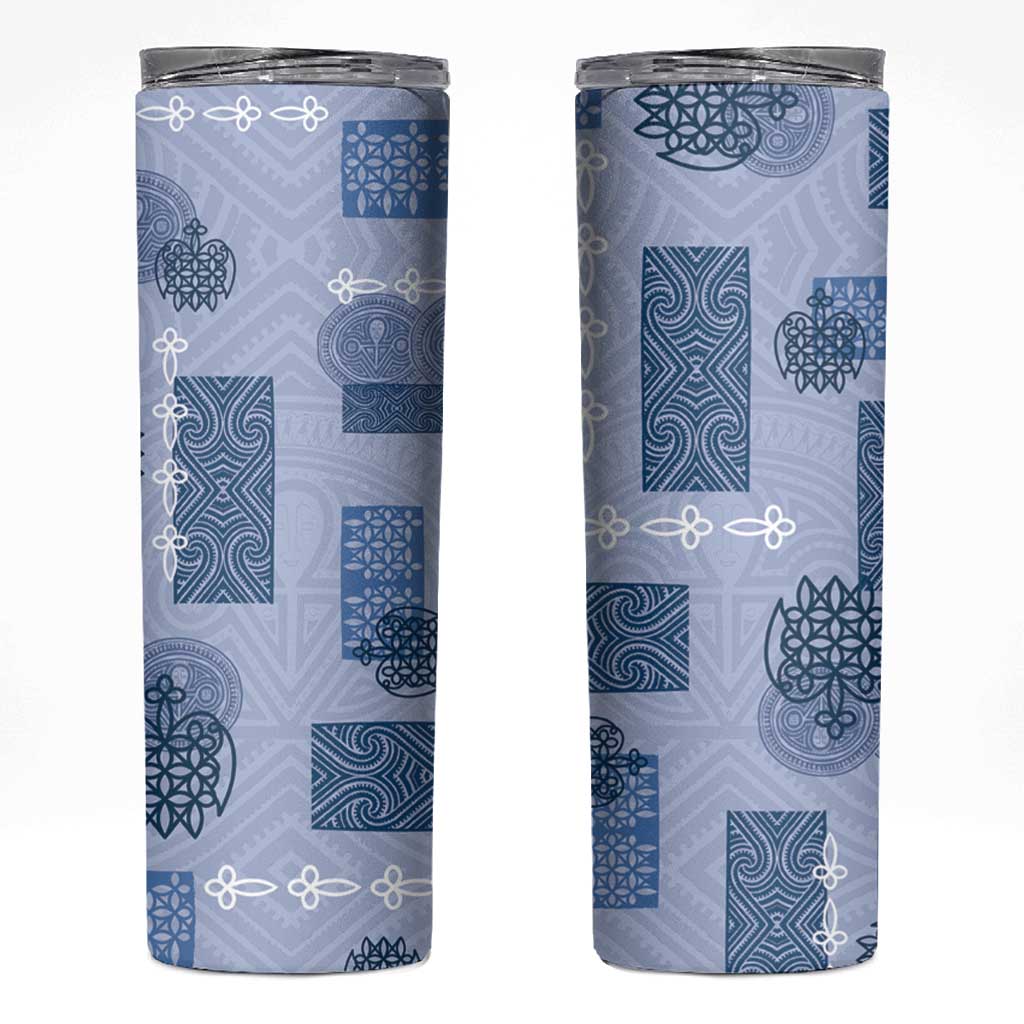 Vintage Lapita Skinny Tumbler Iconic Double Face Pattern Blue