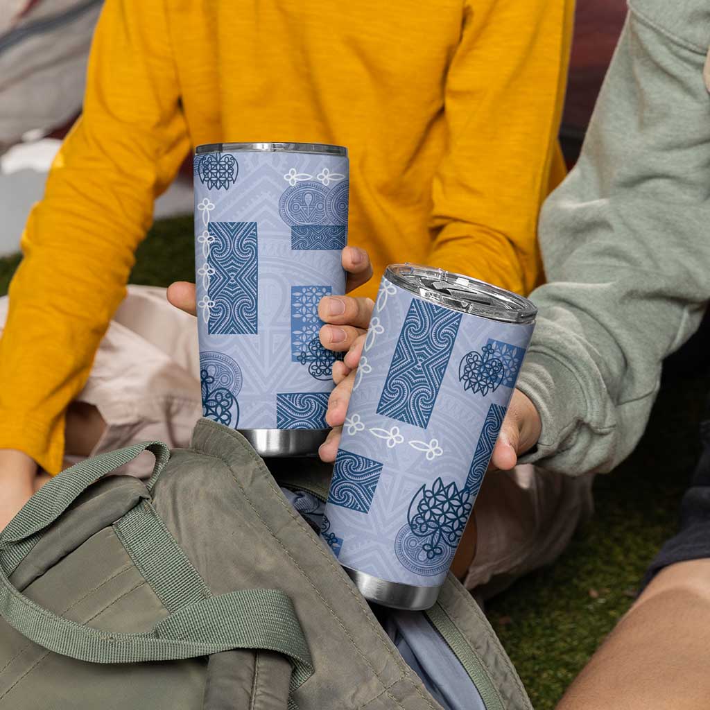Vintage Lapita Tumbler Cup Iconic Double Face Pattern Blue