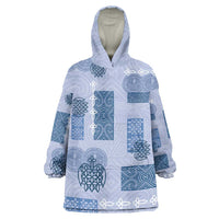 Vintage Lapita Wearable Blanket Hoodie Iconic Double Face Pattern Blue