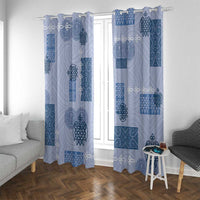 Vintage Lapita Window Curtain Iconic Double Face Pattern Blue