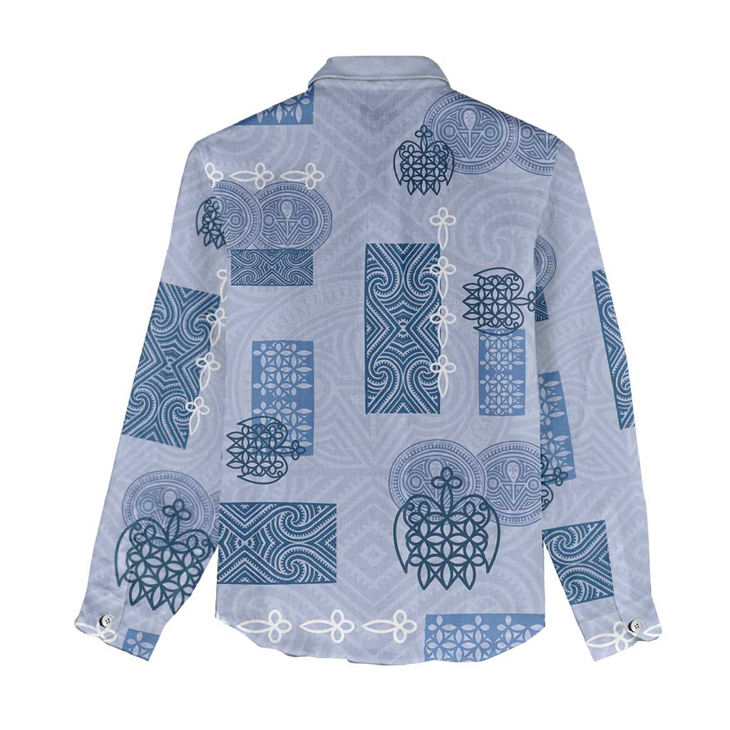 Vintage Lapita Women Casual Shirt Iconic Double Face Pattern Blue