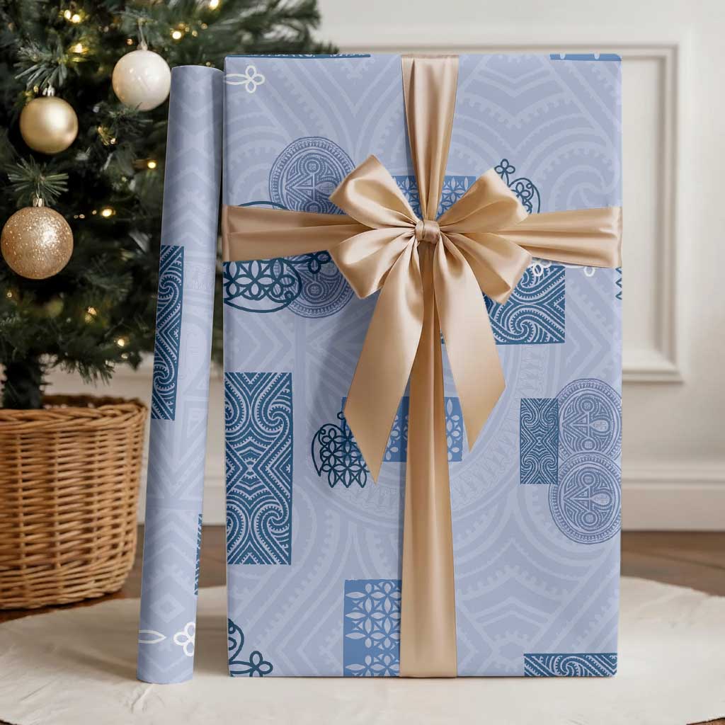 Vintage Lapita Wrapping Paper Iconic Double Face Pattern Blue - Polynesian Pride