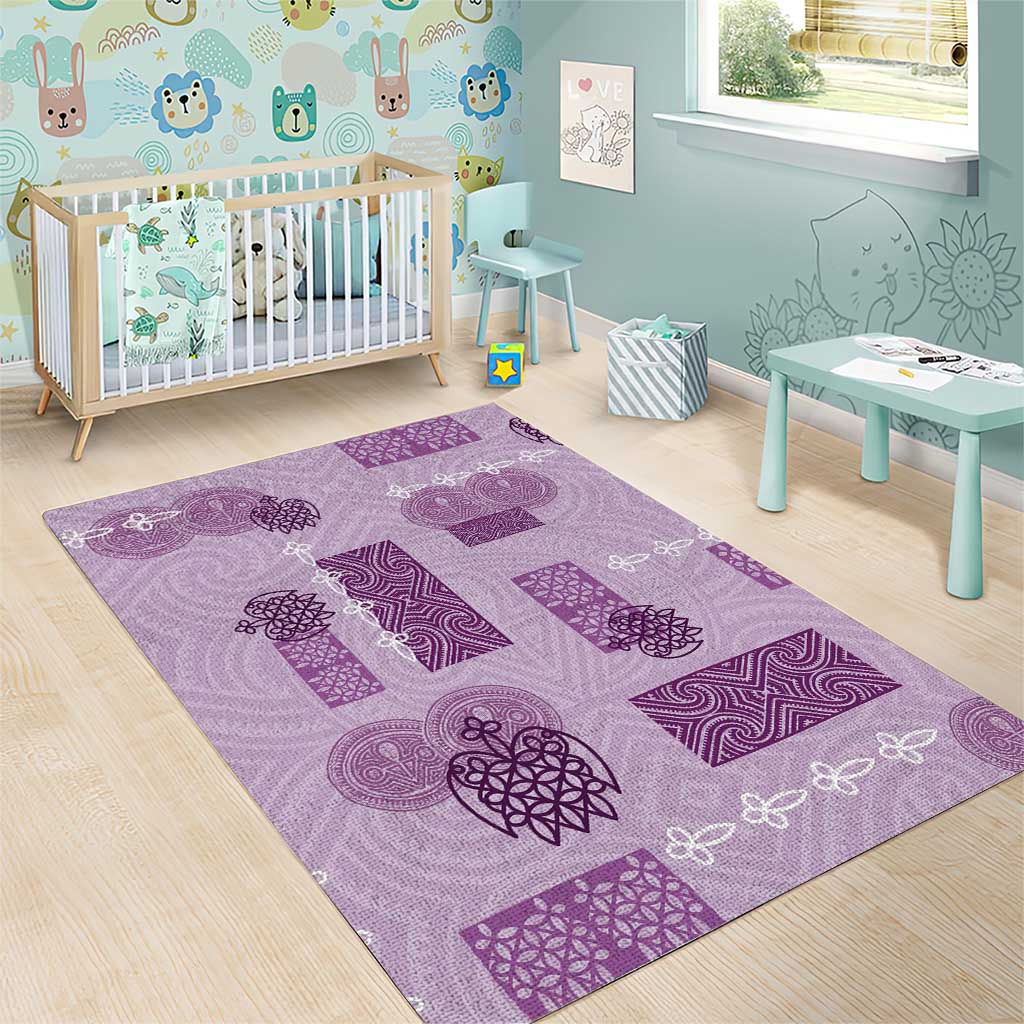 Vintage Lapita Area Rug Iconic Double Face Pattern Violet