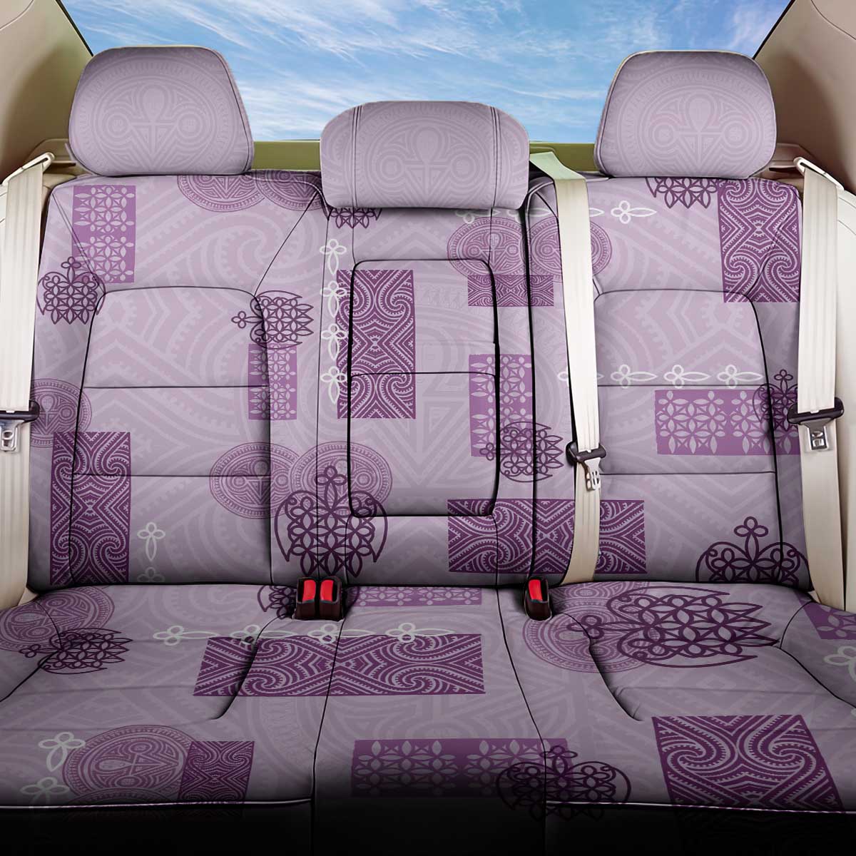 Vintage Lapita Back Car Seat Cover Iconic Double Face Pattern Violet