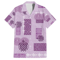 Vintage Lapita Family Matching Long Sleeve Bodycon Dress and Hawaiian Shirt Iconic Double Face Pattern Violet