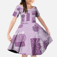 Vintage Lapita Family Matching Puletasi and Hawaiian Shirt Iconic Double Face Pattern Violet