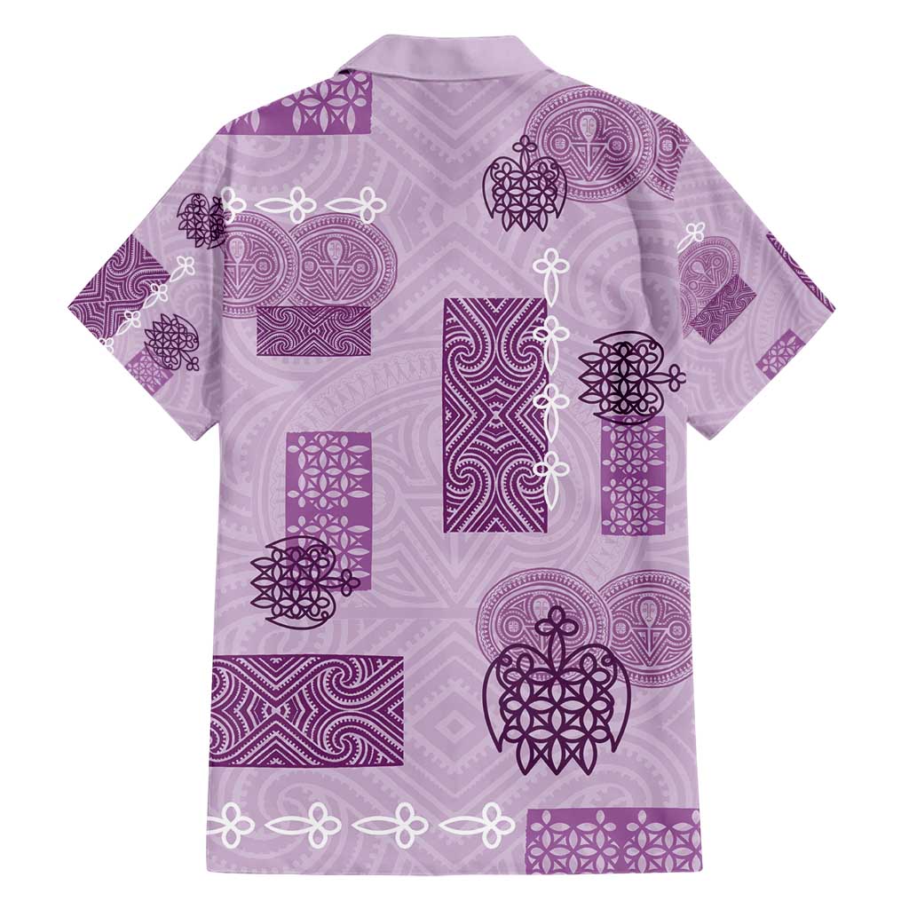 Vintage Lapita Family Matching Short Sleeve Bodycon Dress and Hawaiian Shirt Iconic Double Face Pattern Violet
