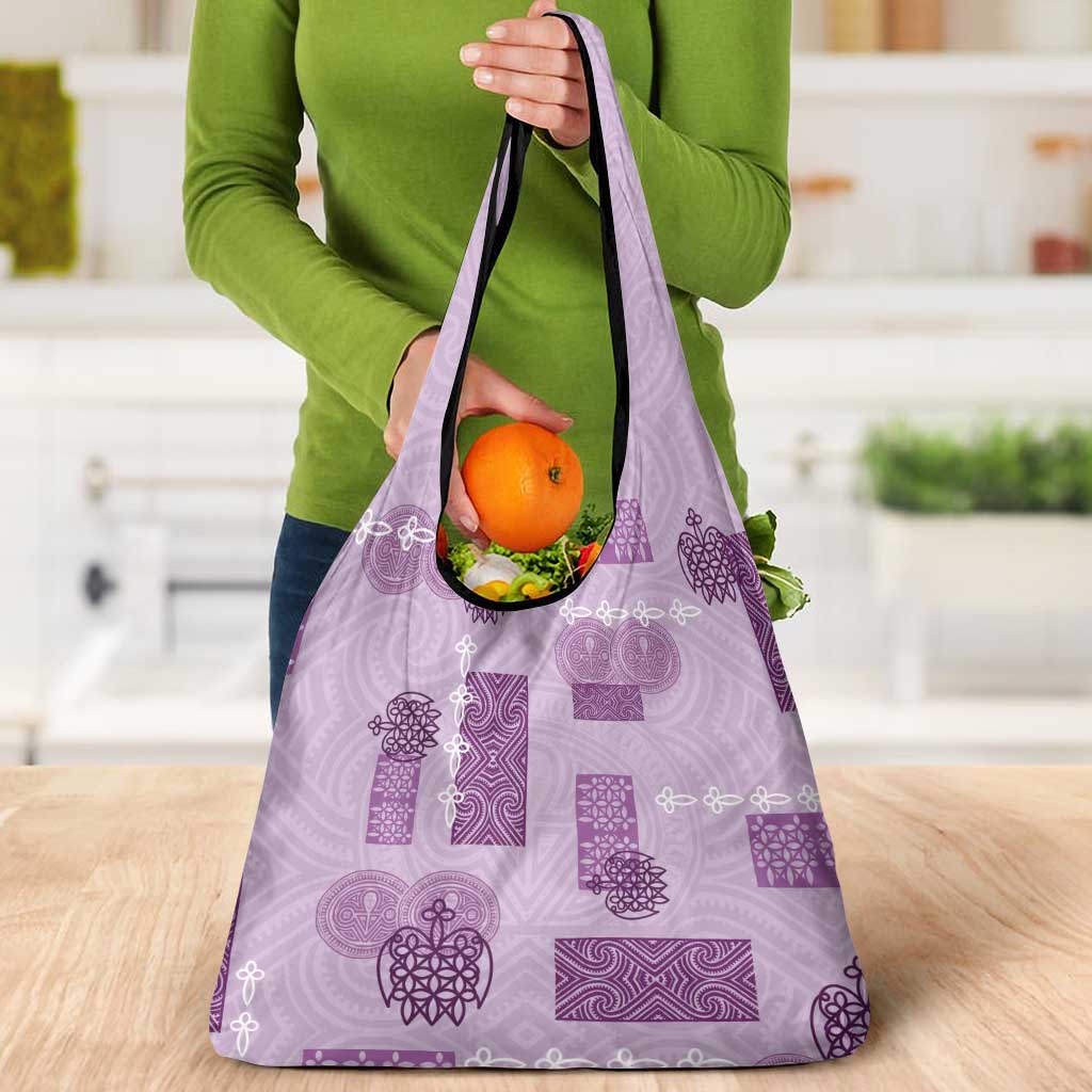 Vintage Lapita Grocery Bag Iconic Double Face Pattern Violet