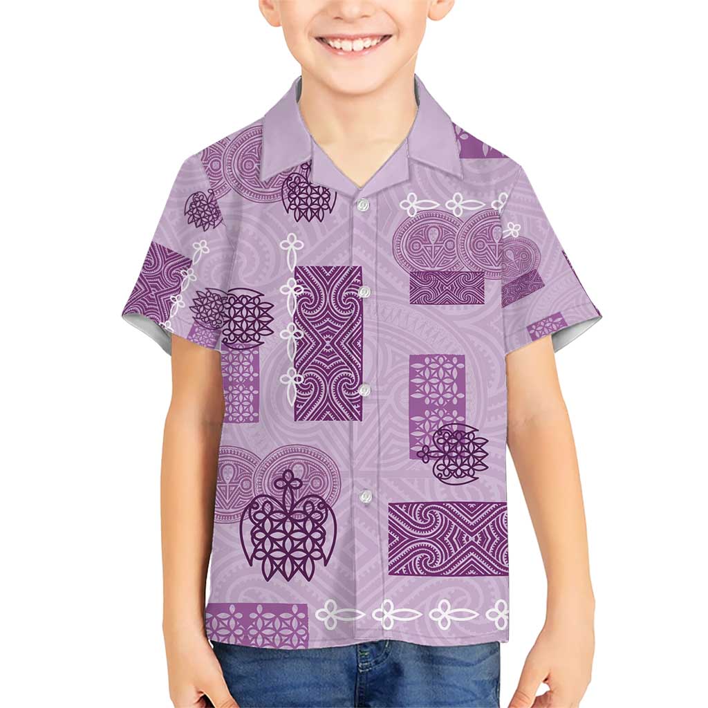 Vintage Lapita Kid Hawaiian Shirt Iconic Double Face Pattern Violet