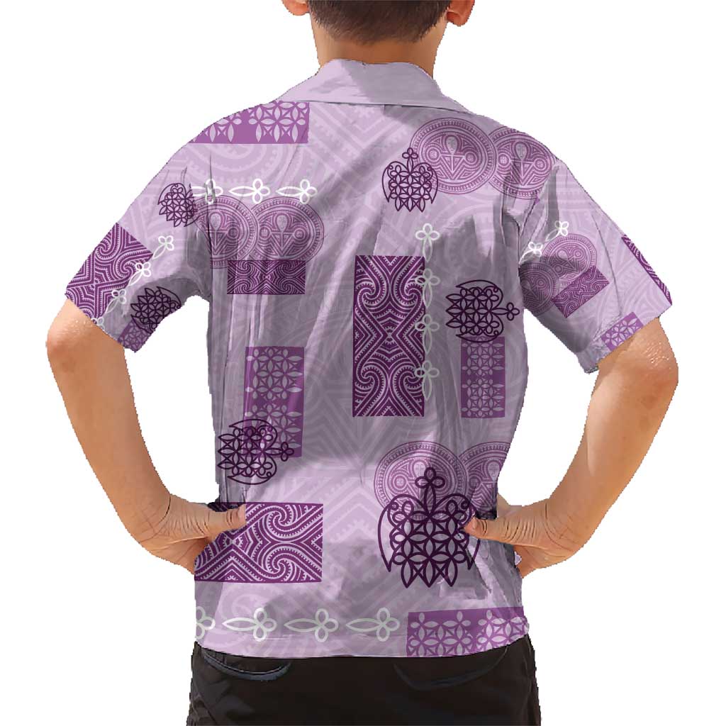 Vintage Lapita Kid Hawaiian Shirt Iconic Double Face Pattern Violet