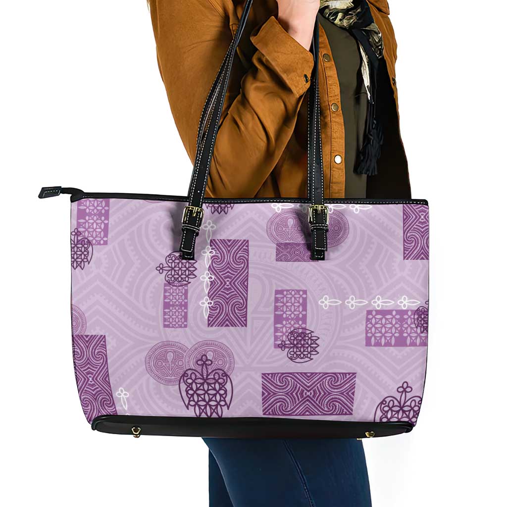 Vintage Lapita Leather Tote Bag Iconic Double Face Pattern Violet