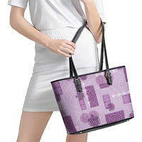 Vintage Lapita Leather Tote Bag Iconic Double Face Pattern Violet