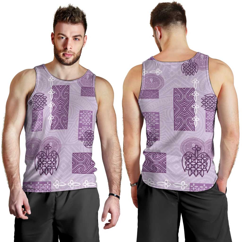 Vintage Lapita Men Tank Top Iconic Double Face Pattern Violet