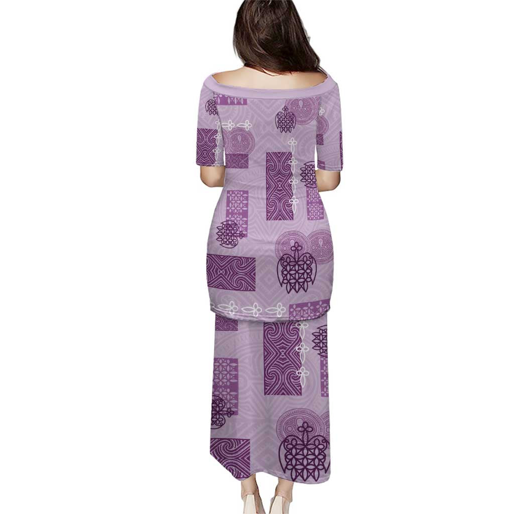 Vintage Lapita Puletasi Iconic Double Face Pattern Violet