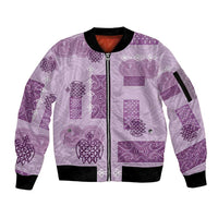Vintage Lapita Sleeve Zip Bomber Jacket Iconic Double Face Pattern Violet