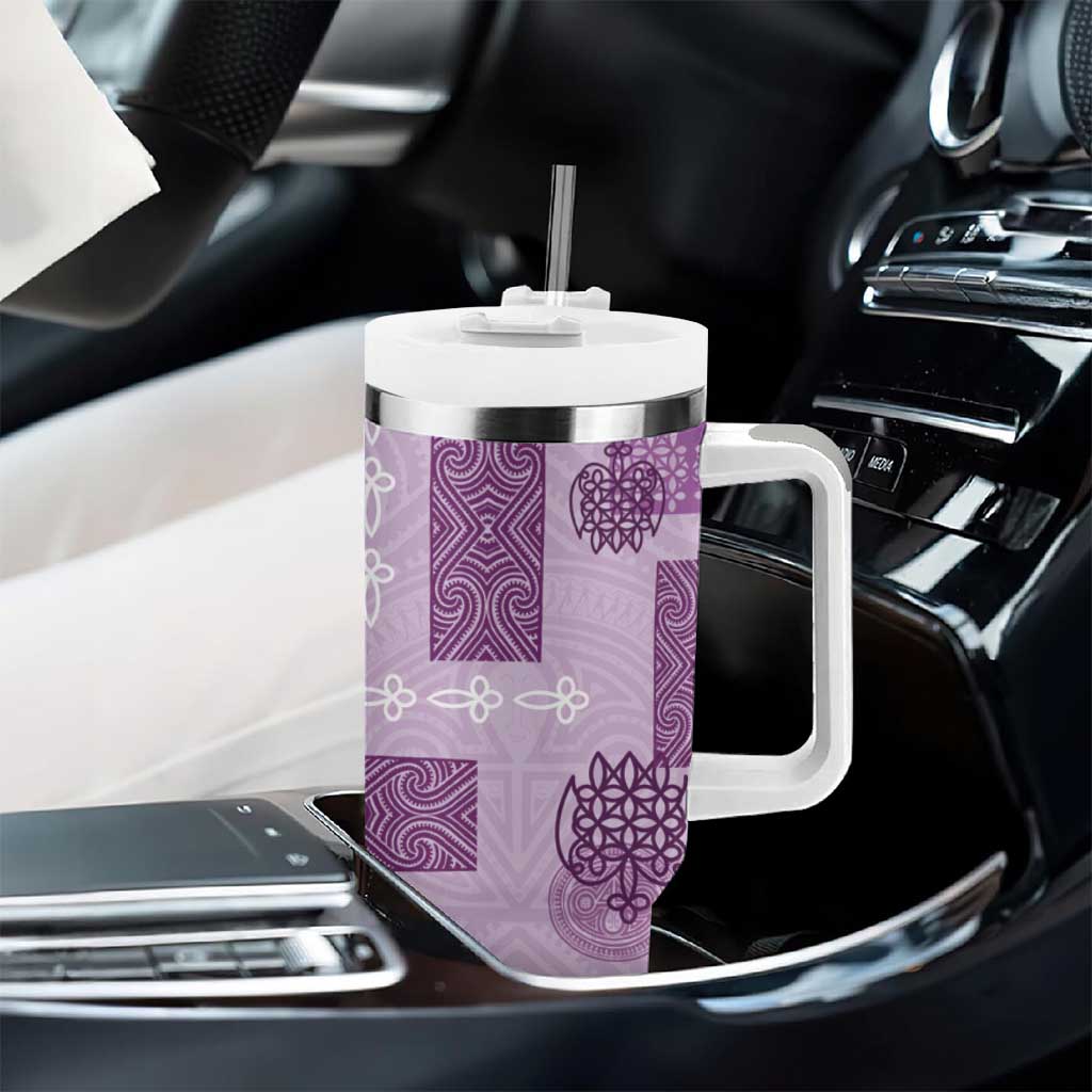 Vintage Lapita Tumbler With Handle Iconic Double Face Pattern Violet