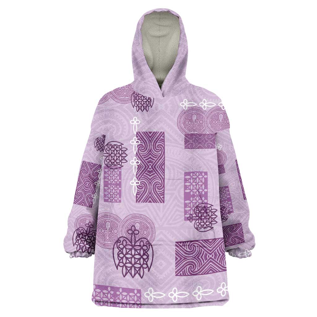 Vintage Lapita Wearable Blanket Hoodie Iconic Double Face Pattern Violet